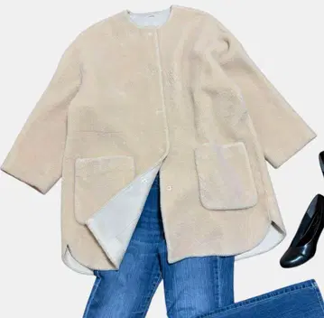 컨디션 최상 미라 오웬 Mila Owen 노카라 셔츠 커브 보아 자켓