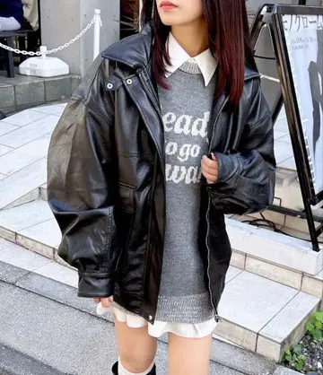 오버 사이즈 가죽 자켓 (블랙, 브라운) 각 한 장씩