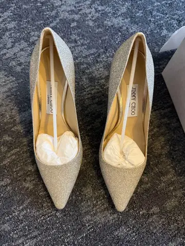 지미추 실버 글리터 하이힐 38