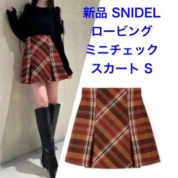 새상품 양모 혼방 SNIDEL 스나이델 로빙 체크 미니 스커트