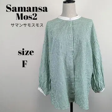 [ a2153 ] 사만사 모스모스 긴팔 스트라이프 밴드 카라 블라우스 F