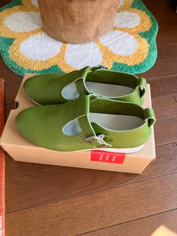 ffton 그린 가죽 스트랩 신발 여성용