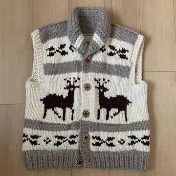 [ 새상품급 ] 카우친 베스트 / 두꺼운 원단 니트 스웨터 루돌프 캐나다