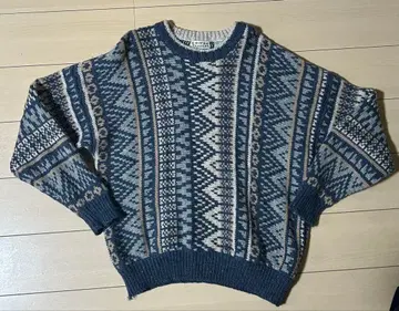 COTTON TRADERS 패턴 니트 스웨터 그레이 기하학 패턴