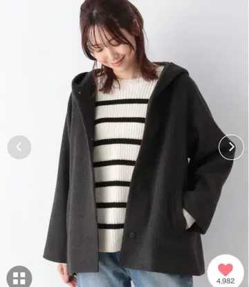 GLOBAL WORK 가벼운 스트레치 후드 미들 코트 s 사이즈