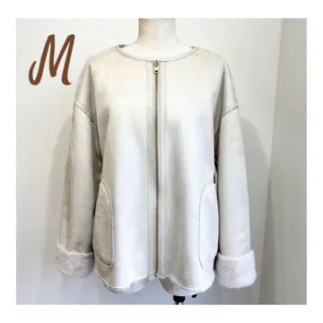 컨디션 최상 리버서블 무스탕 코트 아우터 라이트 베이지