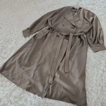 FLASH BLUE 카키 트렌치 코트 L 얇은 소재 롱 고급