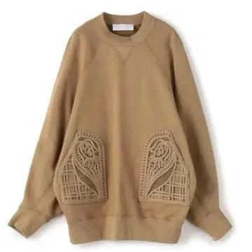 마메 쿠로구치 코드 자수 맨투맨 베이지