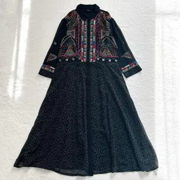 데시구알 XL 자수 시어 셔츠 원피스 롱 에스닉