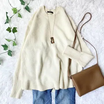 JOURNAL STANDARD 긴팔 니트 화이트 캐시미어 혼방 크루넥