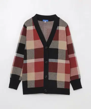 체크 무늬 긴팔 가디건