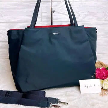 미사용급 agnes b. 에네스베 대용량 2way 토트백 나일론 네이비