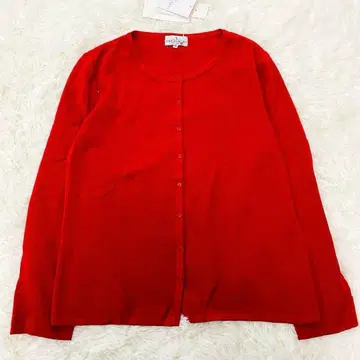 [ 미사용 ] TRUSSARDI 울 100% 가디건 레드 M