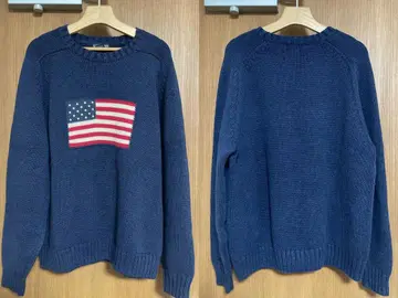 90sLAND'S END 랜드 엔드 미국 국기 성조기 코튼 니트 스웨터