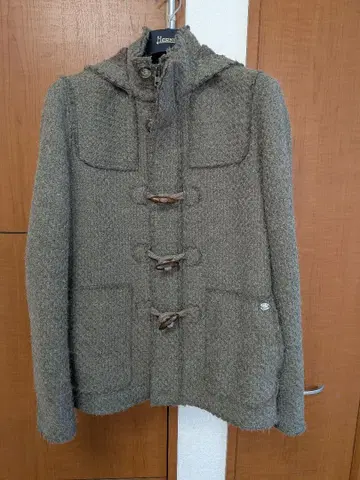 그레이 더플 코트 후드 부착