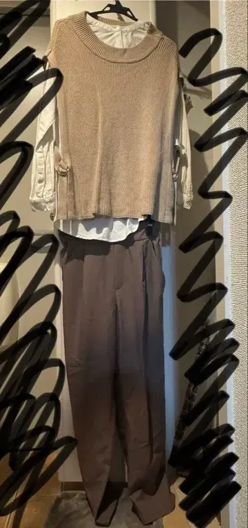 코디 세트 가디건 셔츠 팬츠