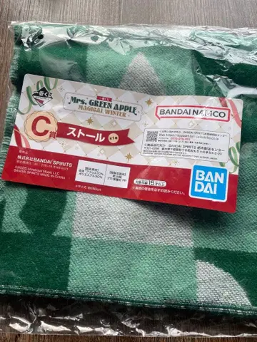 C상 스톨 그린 컬러 체크 무늬 약 160cm