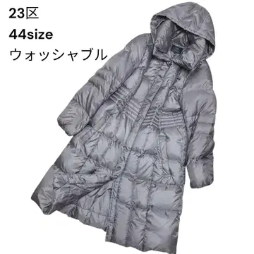 빅 사이즈 23구 후드 부착 다운 코트 44 사이즈 그레이 광택