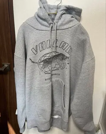 VALLAD 그레이 후드 부착 후드티 L