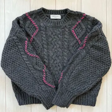 natural by clip 그레이 케이블 짜임 스웨터 긴팔