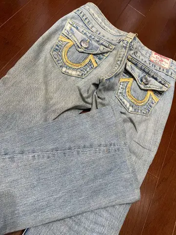 얼룩 있음 자수 와이드 TRUE RELIGION 부츠컷 데님 플레어 데님
