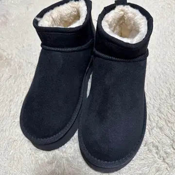 MEI 페이크 무스탕 플랫폼 부츠 23-24cm 블랙