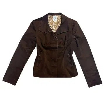 브라운 자켓 레오파드 안감 부착 브라운