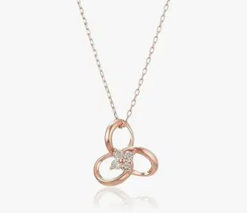 k10 핑크 골드 다이아몬드 플라워 모티브 목걸이