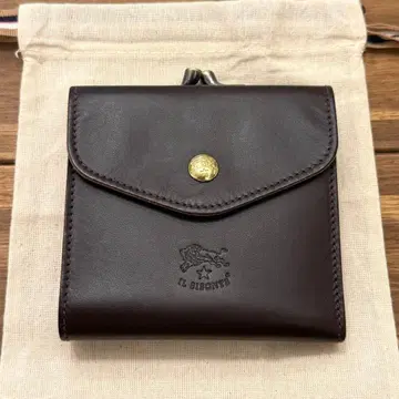 새상품 일비종떼 가마구치 접이식 지갑 로고 엠보 다크 브라운