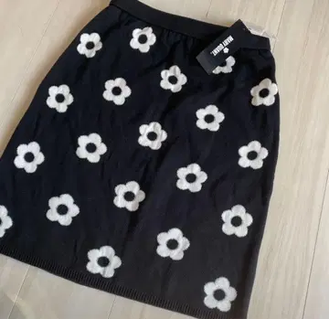 Mary Quant 꽃무늬 플레어 스커트 블랙