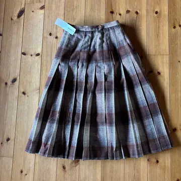 스코틀랜드제 유로 구제 의류 브라운 계열 체크 플리츠 스커트