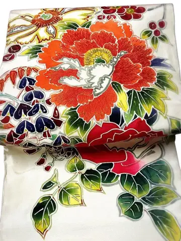 S165 새상품급 일품 나고야 순수 실크 자수 꽃