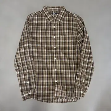 TMT 체크 무늬 긴팔 셔츠 베이지 계열