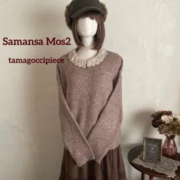 사만사 모스모스 레이스 카라 부착 니트