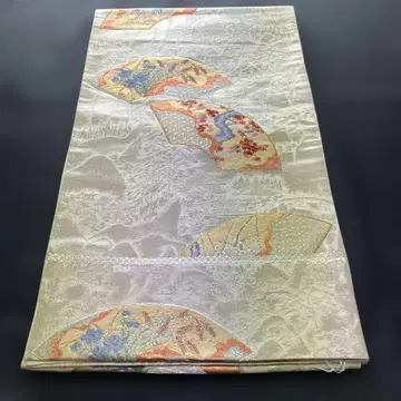 골드 컬러 부채 무늬 후쿠로 오비