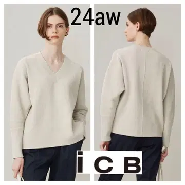 24aw 고품질 ICB 워셔블 코튼 셔닐 V넥 니트 스웨터