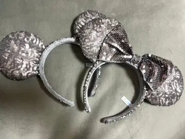 미니 머리띠 실버 스팽글 미키 2점 세트 그레이