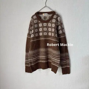로버트 맥키 북유럽 니트 스웨터 올 패턴 브라운