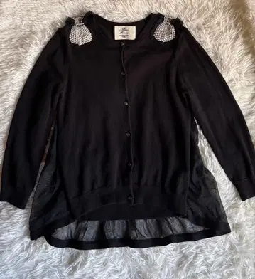 Kaon 어깨 비쥬 리본 뒤 튤 가디건 2 새상품급