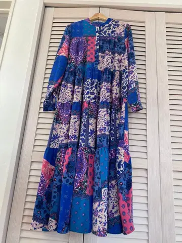 manana 패치워크 패턴 맥시 길이 원피스