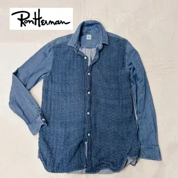 론 헤르만 인디고 데님 케이블 니트 가디건 소매 절개 디자인