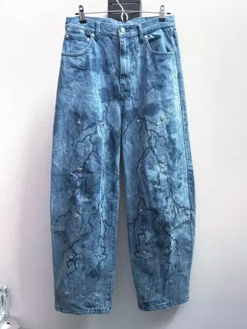 grancy 그랑시 버튼 디자인 그래픽 와이드 데님 L