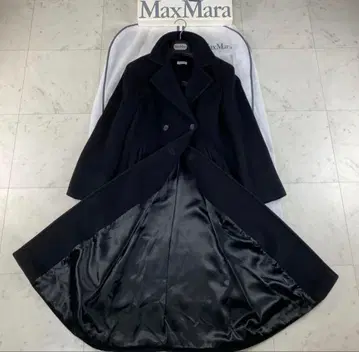 블랙 더블 브레스트 롱 코트