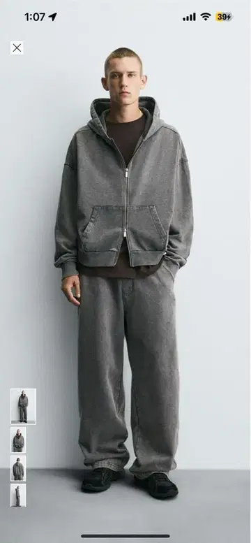 ZARA 워시 가공 지퍼 사양 후디