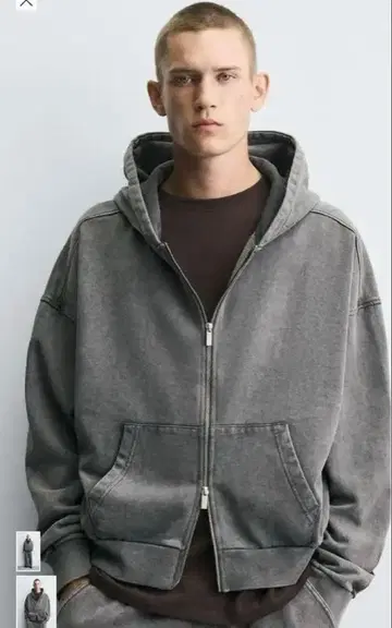 ZARA 워시 가공 지퍼 사양 후디