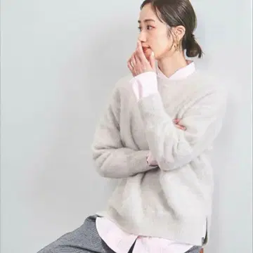 UNITED ARROWS 폭스 캐시미어 크루넥 니트