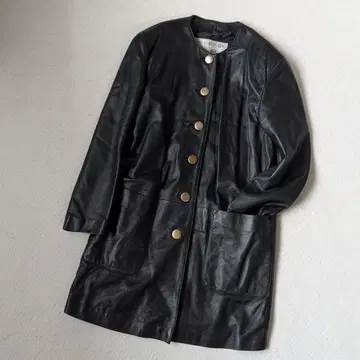 하라주쿠 마더 노카라 가죽 코트 램스킨 블랙 금장 버튼 사이즈 9호