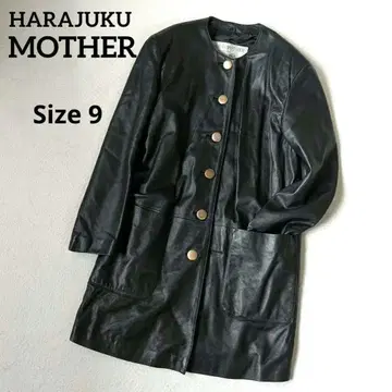 하라주쿠 마더 노카라 가죽 코트 램스킨 블랙 금장 버튼 사이즈 9호