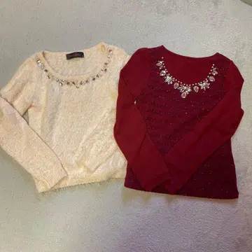 Pink Mix 비쥬 부착 긴팔 니트 2세트