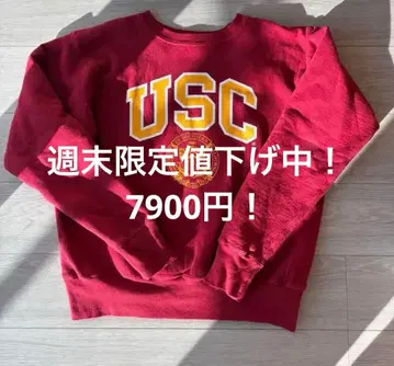 Champion USC 빨간색 택 맨투맨 X-LARGE